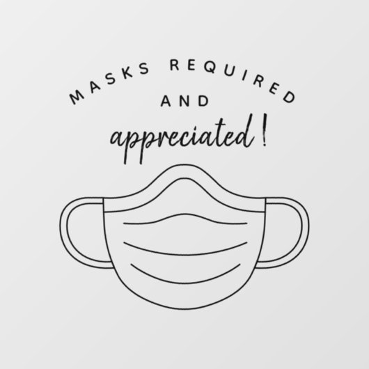 Autocollant Pour Fenêtre Masques Requis et Appréciés Masque de visage moder (Feuille)