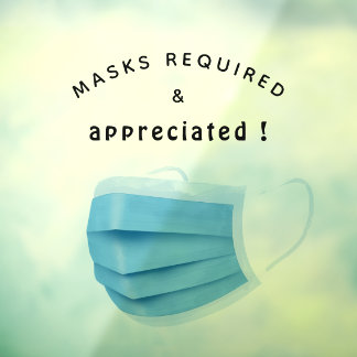 Autocollant Pour Fenêtre Masques Requis et Appréciés Masque Facial Moderne