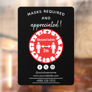 Autocollant Pour Fenêtre Masques Requis et Appréciés Masque Facial Moderne