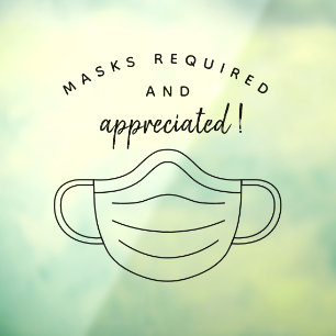 Autocollant Pour Fenêtre Masques Requis et Appréciés Masque facial moderne
