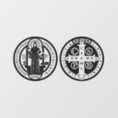Autocollant Pour Fenêtre Médaille Saint Benoît de Nursia - Catholique (Feuille)