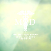 Autocollant Pour Fenêtre Médecin Médicale personnalisé MD Caduceus Heures d (Feuille 3)