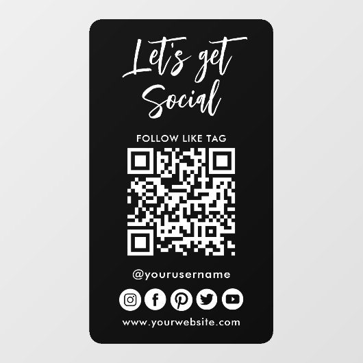 Autocollant Pour Fenêtre Médias Sociaux Modernes QR Code Se Connecter Avec (Feuille)