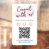 Autocollant Pour Fenêtre Médias Sociaux QR Code Se Connecter Avec Nous Rose (Feuille 2)
