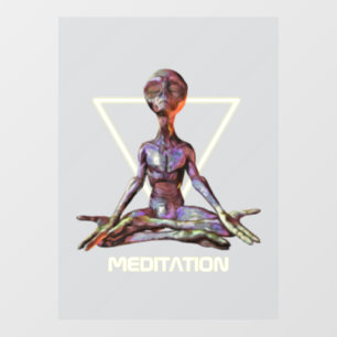 Autocollant Pour Fenêtre Méditation. Alien en pose tranquille