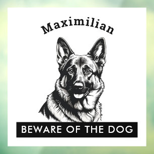 Autocollant Pour Fenêtre Méfiez-vous du Chien Berger Allemand Personnalisé