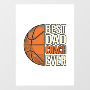 Autocollant Pour Fenêtre Meilleur Coach Papa Ever Basket Vintage Vector Des