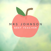 Autocollant Pour Fenêtre Meilleur enseignant | Apple Cute Fun Nom Moderne S (Feuille 3)
