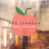 Autocollant Pour Fenêtre Meilleur enseignant | Apple Cute Fun Nom Moderne S (Feuille 2)
