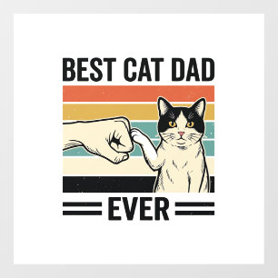 Autocollant Pour Fenêtre Meilleur Papa Chat Rétro Chemise Fist Bump Chat_1