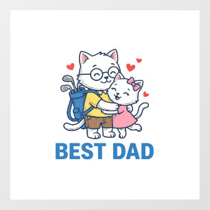 Autocollant Pour Fenêtre Meilleur Papa Golf Chat Câlin Mignon Design Vector