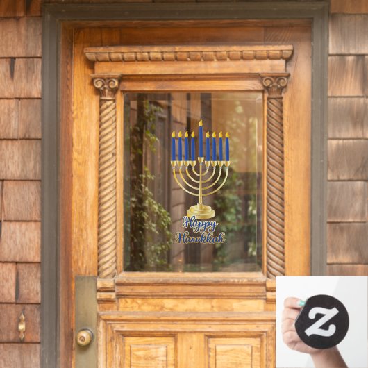 Autocollant Pour Fenêtre Menorah avec lumière joyeuse Hanoukka (Porte d'accueil)