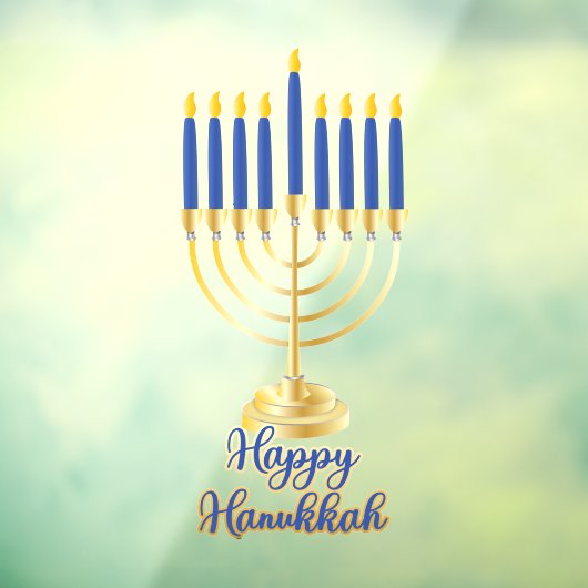 Autocollant Pour Fenêtre Menorah avec lumière joyeuse Hanoukka (Feuille 3)