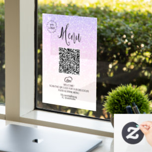 Autocollant Pour Fenêtre *~* Menu Alimentaire QR LOGO Ombre Paillettes