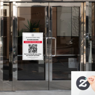Autocollant Pour Fenêtre Menu Code QR Blanc Payer et récupérer la command