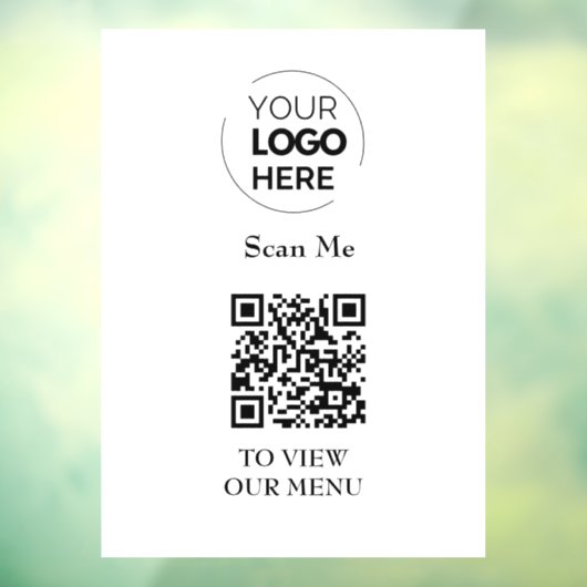 Autocollant Pour Fenêtre Menu Code QR | Logo Blanc sans contact moderne (Feuille 3)