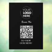 Autocollant Pour Fenêtre Menu Code QR | Logo noir sans contact moderne (Feuille 3)