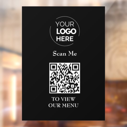 Autocollant Pour Fenêtre Menu Code QR | Logo noir sans contact moderne (Feuille 2)