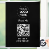 Autocollant Pour Fenêtre Menu Code QR | Logo noir sans contact moderne (Maison)