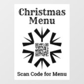 Autocollant Pour Fenêtre Menu de Noël Flocon de neige avec QR Code (Feuille)