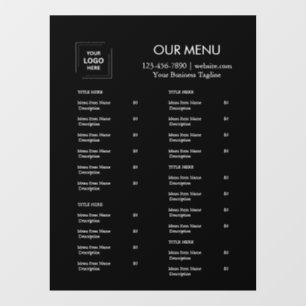 Autocollant Pour Fenêtre Menu de restaurant Café Logo Noir Personnalisé