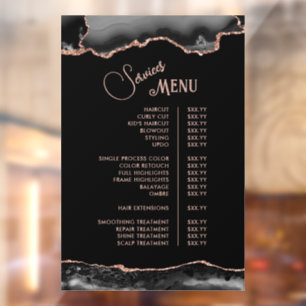 Autocollant Pour Fenêtre Menu des services Black Rose Gold Agate
