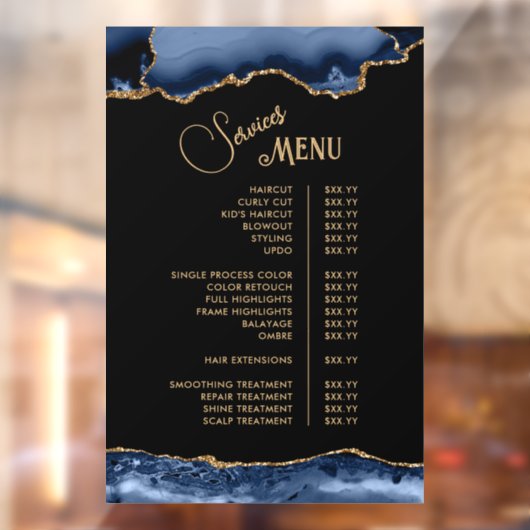 Autocollant Pour Fenêtre Menu des services Blue Agate (Feuille 2)