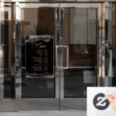 Autocollant Pour Fenêtre Menu des services d'agate Gold Black Rose (Porte de bureau)