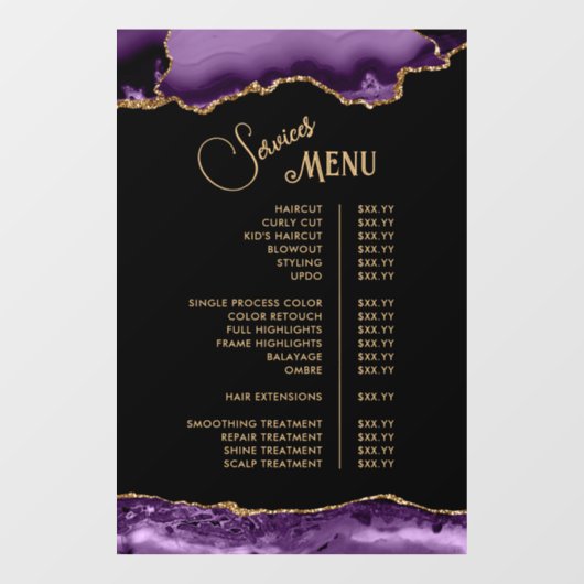 Autocollant Pour Fenêtre Menu des services d'agate Gold Purple (Feuille)