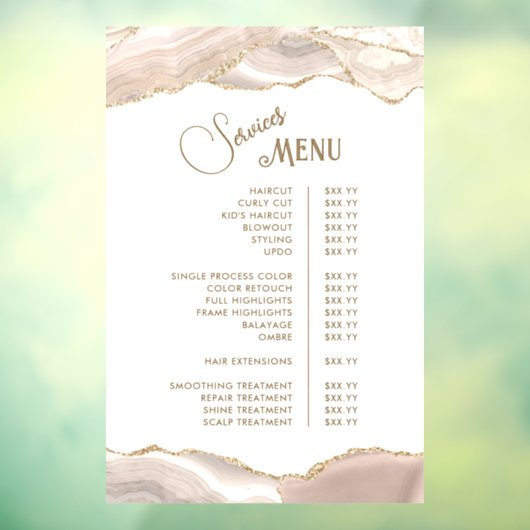 Autocollant Pour Fenêtre Menu des services d'Agate Or Ivoire (Feuille 3)
