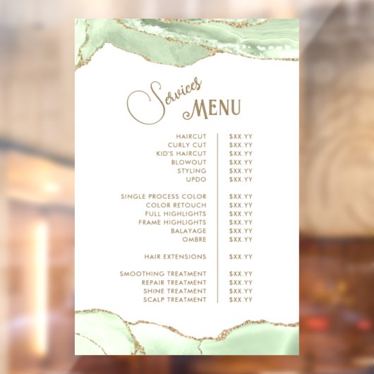 Autocollant Pour Fenêtre Menu des services d'agate rose blush (Feuille 2)