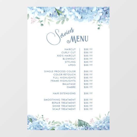 Autocollant Pour Fenêtre Menu des services de Blue Hydrangea (Feuille)