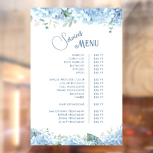 Autocollant Pour Fenêtre Menu des services de l'hortensia bleu
