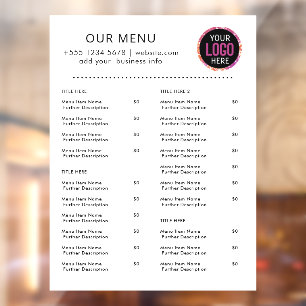 Autocollant Pour Fenêtre Menu du Restaurant   Logo Minimaliste Traiteur Caf
