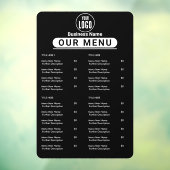 Autocollant Pour Fenêtre Menu du Restaurant | Menu du Café au Logo Noir (Feuille 3)