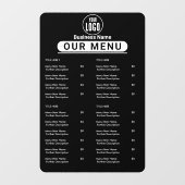 Autocollant Pour Fenêtre Menu du Restaurant | Menu du Café Black Logo (Feuille)