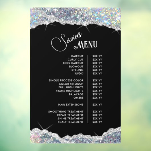 Autocollant Pour Fenêtre Menu Faux Silver Iridescente Parties scintillant S (Feuille 3)