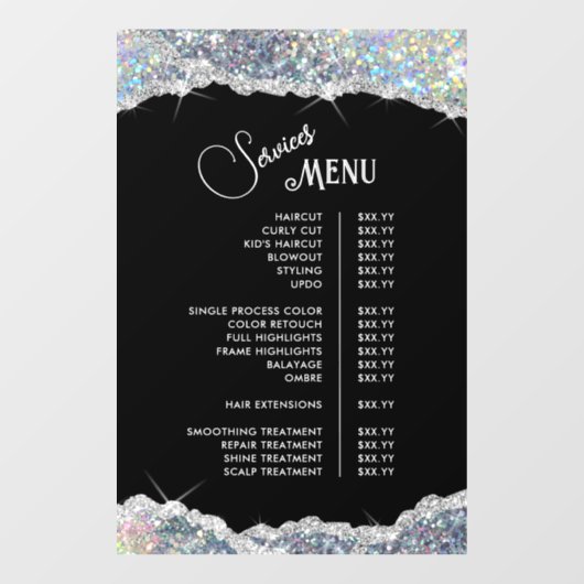 Autocollant Pour Fenêtre Menu Faux Silver Iridescente Parties scintillant S (Feuille)