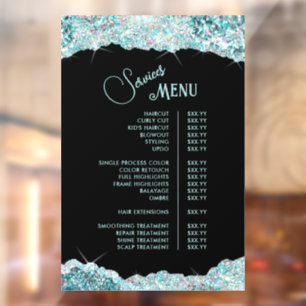 Autocollant Pour Fenêtre Menu Faux Turquoise Parties scintillant Services