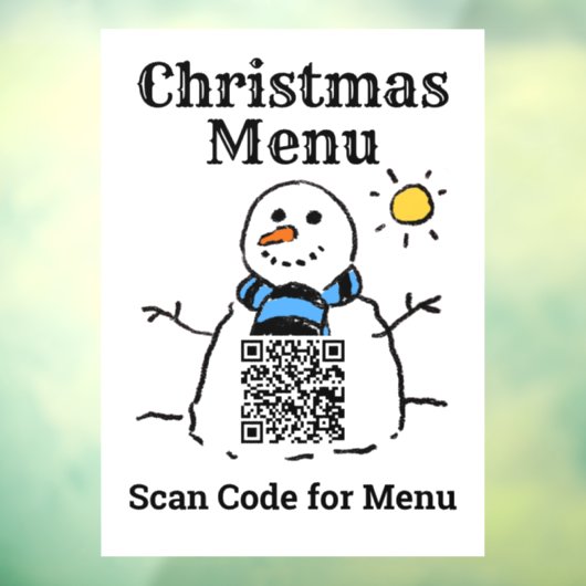 Autocollant Pour Fenêtre Menu Noël Snowman avec code QR (Feuille 3)