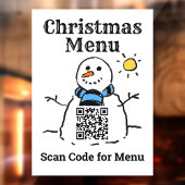 Autocollant Pour Fenêtre Menu Noël Snowman avec code QR