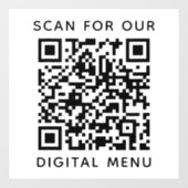 Autocollant Pour Fenêtre Menu numérique de code QR professionnel simple (Feuille)