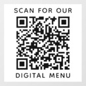 Autocollant Pour Fenêtre Menu numérique de code QR professionnel simple (Feuille)