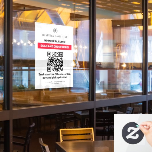 Autocollant Pour Fenêtre Menu QR Code Commander (Fenêtre du restaurant)