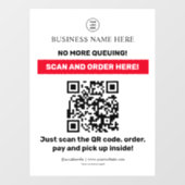 Autocollant Pour Fenêtre Menu QR Code Commander (Feuille)