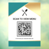 Autocollant Pour Fenêtre Menu QR Code numérique du restaurant Teal Gold (Feuille 3)