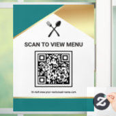 Autocollant Pour Fenêtre Menu QR Code numérique du restaurant Teal Gold (Maison)