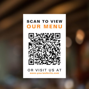 Autocollant Pour Fenêtre Menu QR Code Restaurant Café