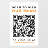 Autocollant Pour Fenêtre Menu QR Code Restaurant Café (Feuille)