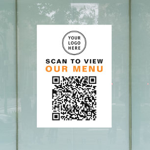 Autocollant Pour Fenêtre Menu QR Code Restaurant Café Logo